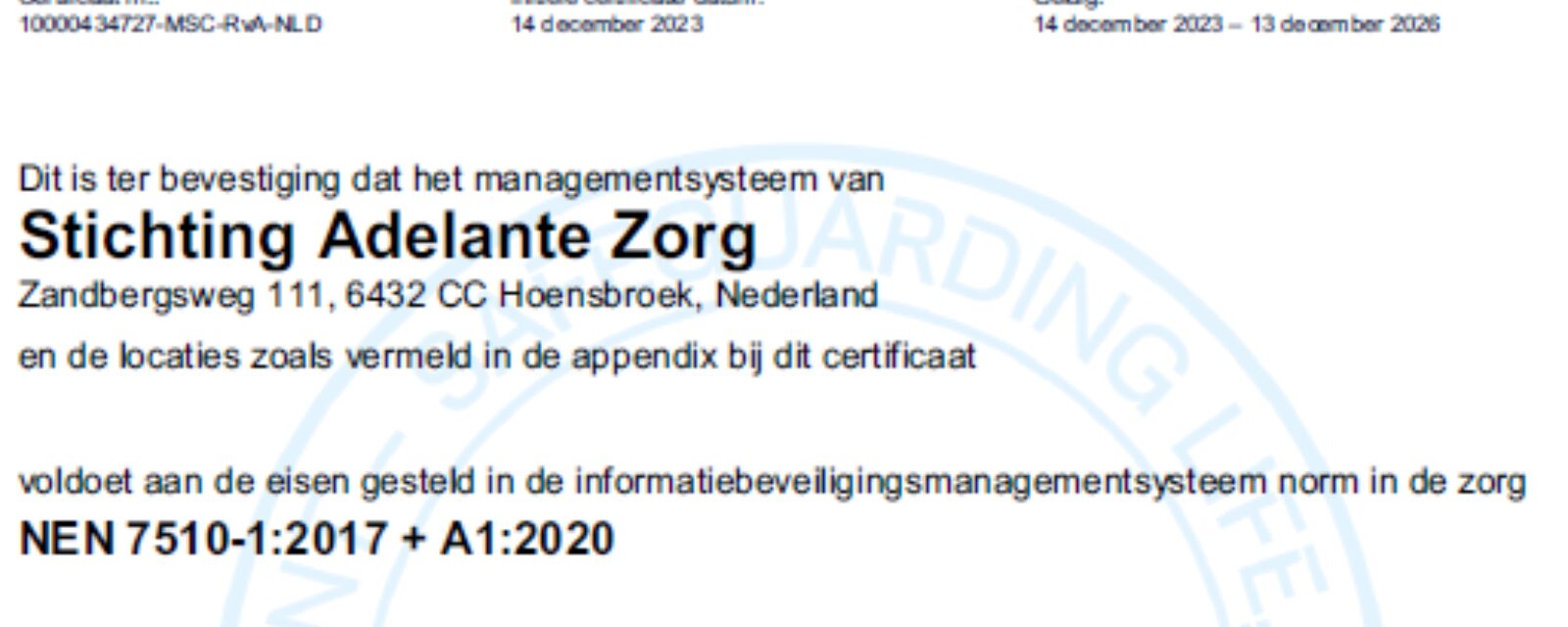 Certificaat NEN7510